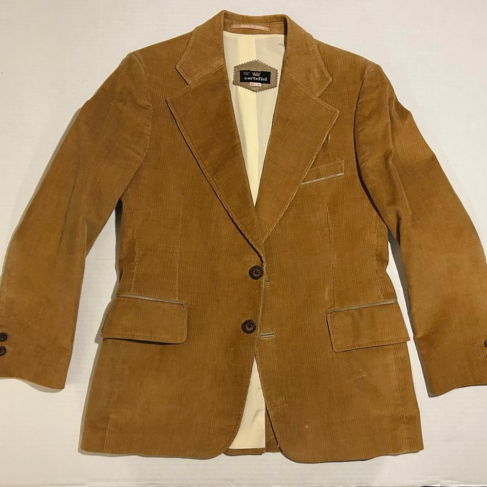 Cortefiel Corduroy Sport Coat Tan Jacket Mens Eur Size 40 S Made In Spain
